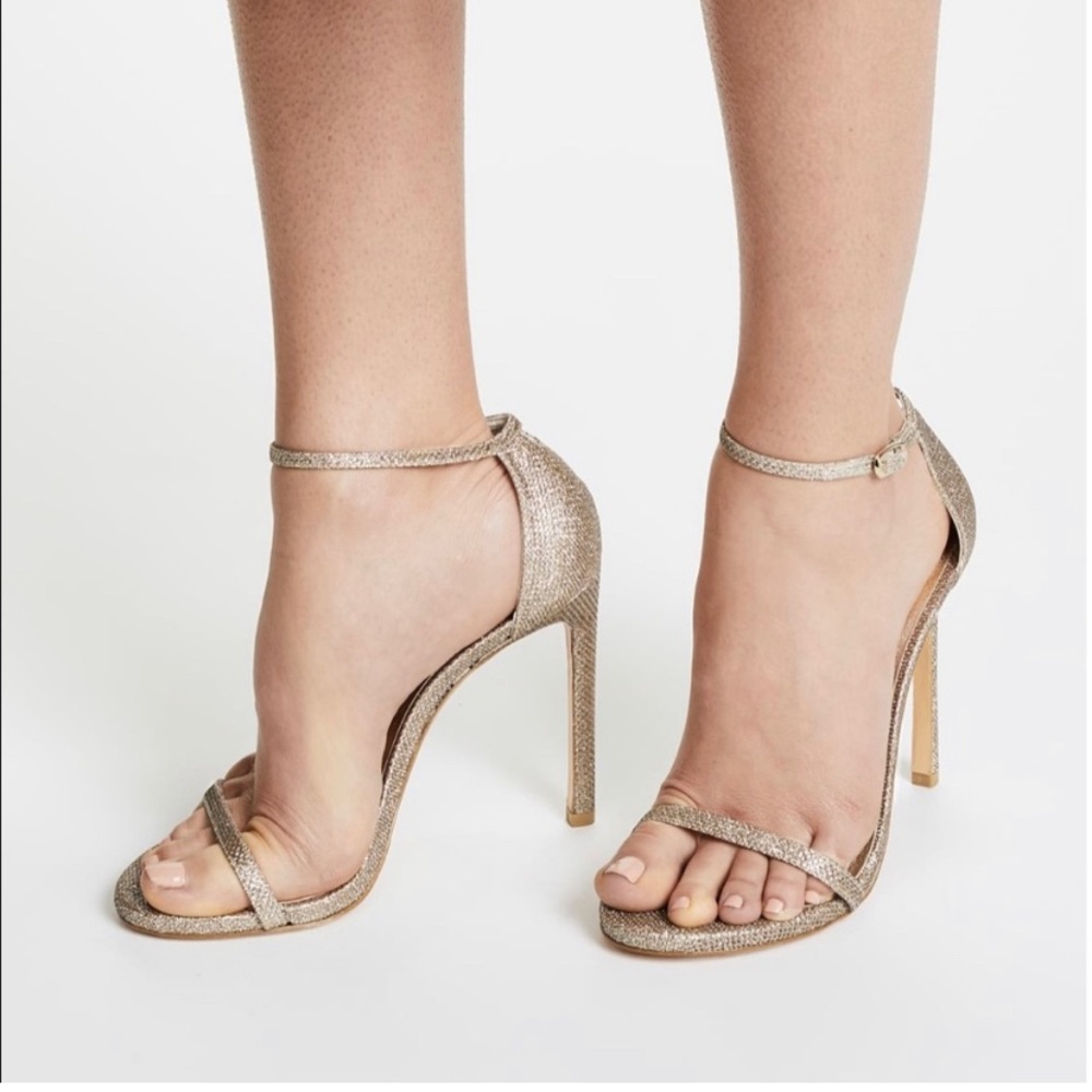 NWT Gold Stuart Weitzman Strap Heels